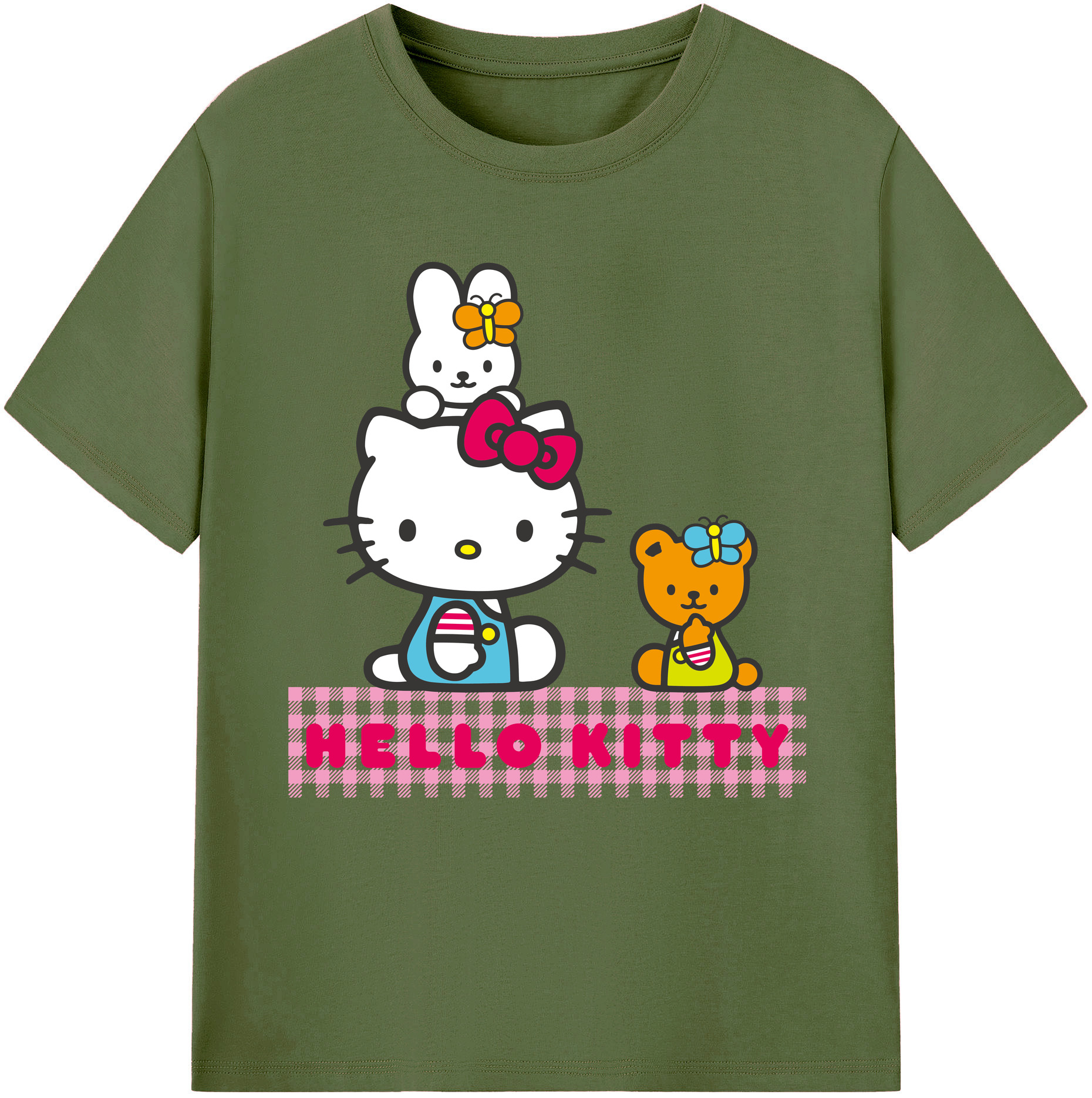 （画像用） Hello Kitty ハローキティ 綿100％半袖Tシャツ（フロントプリント）